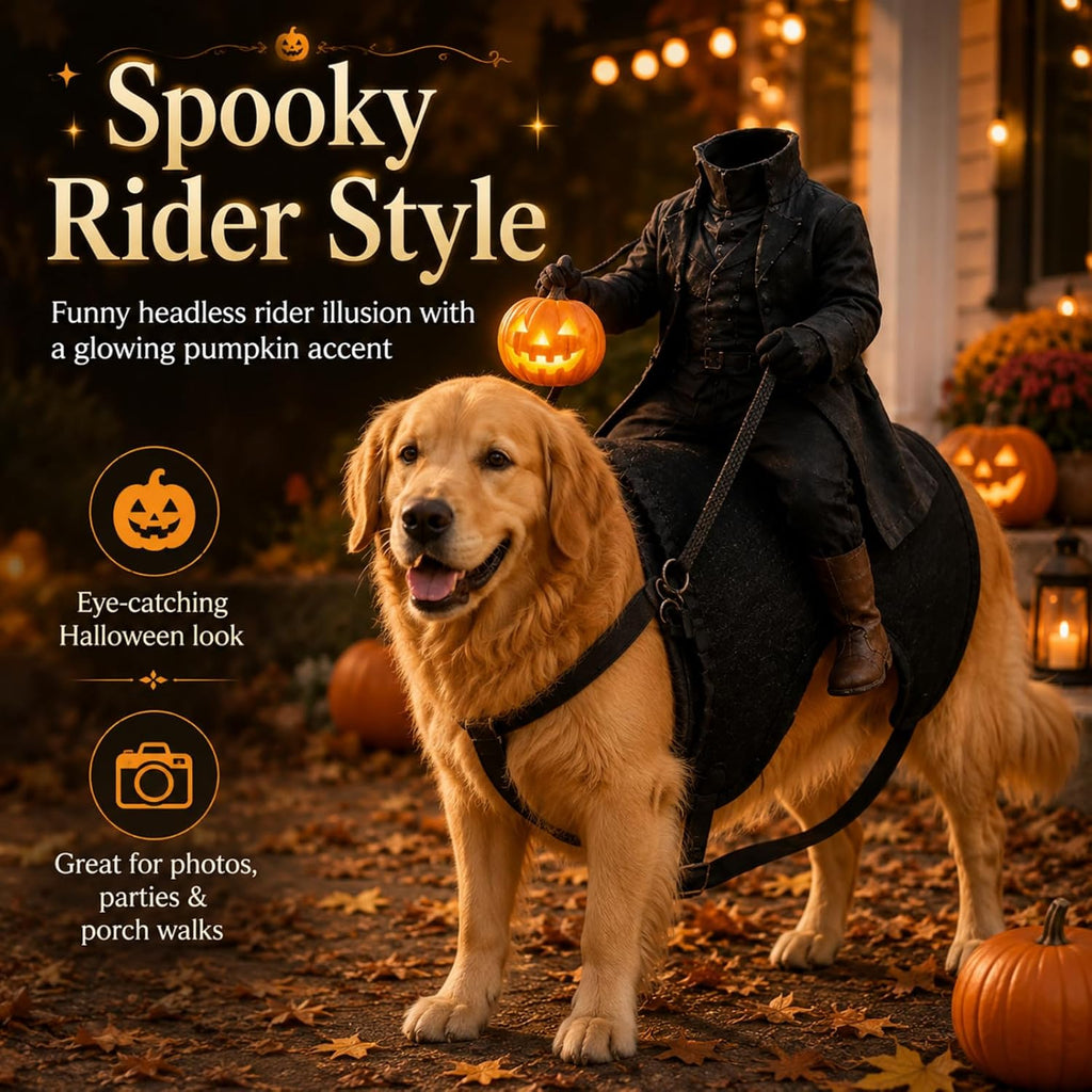 Light-Up Headless Horseman Pet Costume, Pumpkin Rider Harness (A1PC,Small)