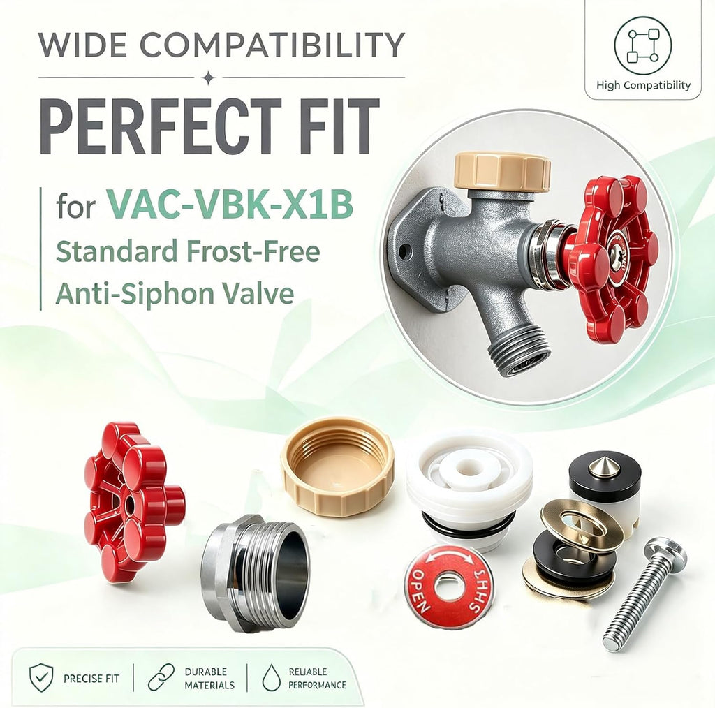 Outdoor Faucet Repair Kit for VACVBKX1B Vacuum Breaker ASSE 1019-A | Includes vacuum breaker and metal handle for