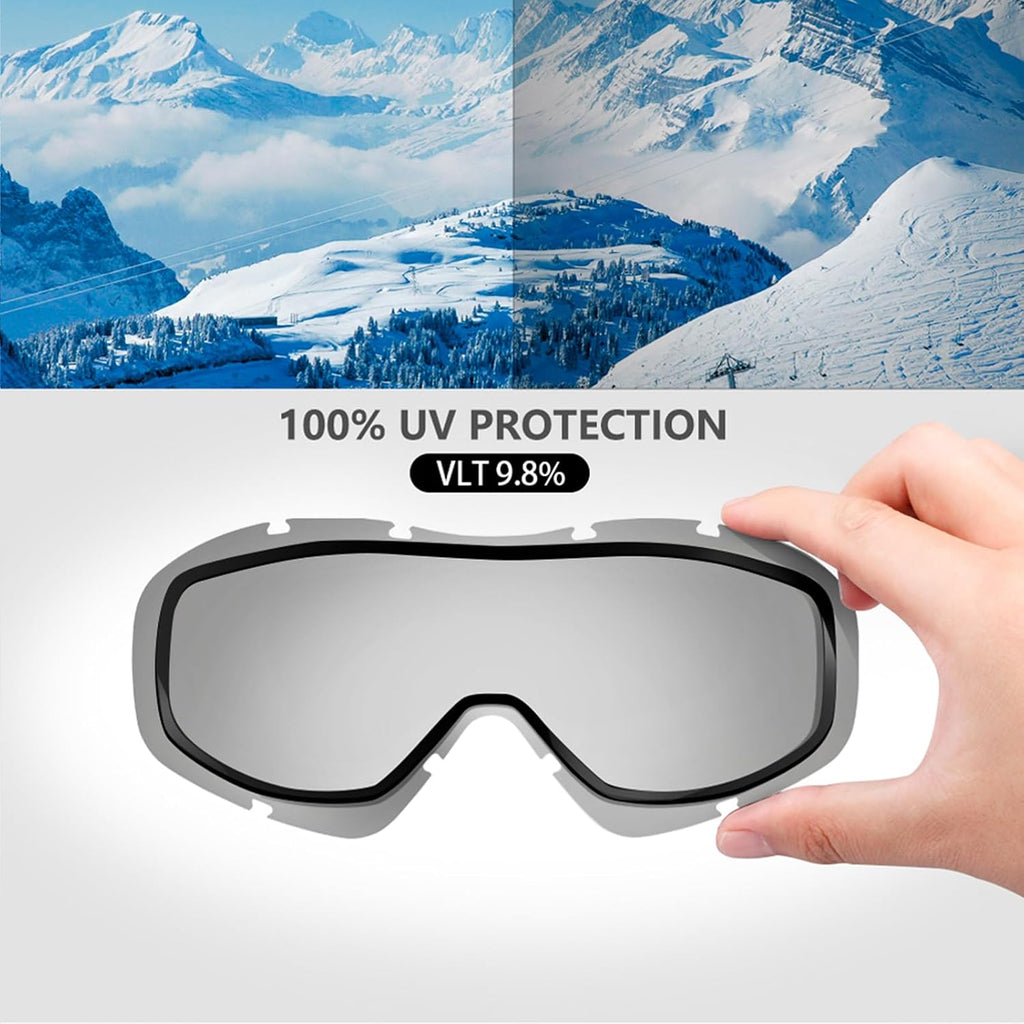 OTG Ski Goggles, Snowboard Goggles for Men, Women & Youth | Over Glasses Ski Goggles with Anti-fog UV400 Protection