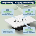TOPGREENER 4.2A Dual Type C&A USB Wall Outlet, Charging Power Receptacle