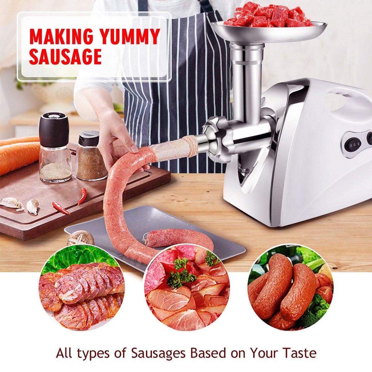 3 Pcs Sausage Stuffer Tubes for Size 5 Grinder, 3 Sizes