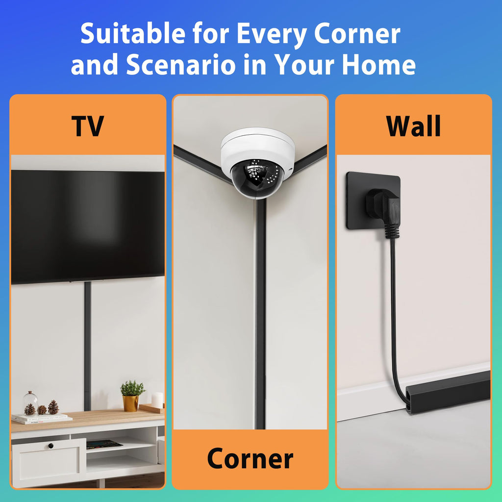 YCLYC 66in Cord Covers for Wires on Wall, Black Wall Cord Hider Hide Cords