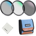 49mm UV CPL ND Lens Filter Kit, UV Protection + Circular Polarizing + Neutral Density (ND8) Camera Lens Filter Set