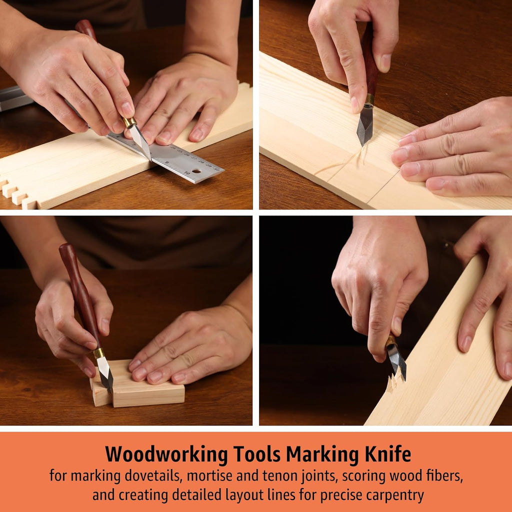 Woodworking Marking Knife, Precision Dovetail Layout Scriber Tool | 7.09-inch Double Bevel High Carbon Steel Blade