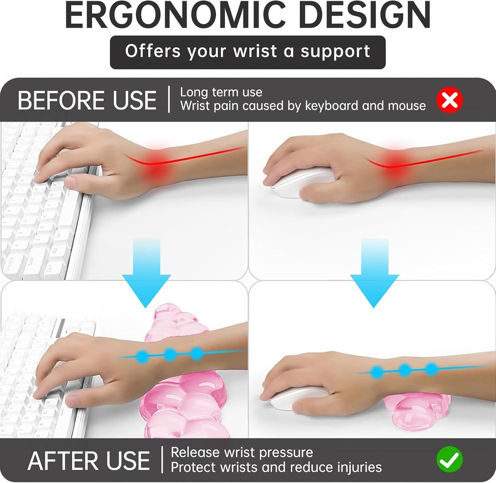 Mouse Pad with Wrist Rest, Soft Cloud Gel Keyboard Mouse Pad Set with Hand Wrist Support, Cute Non Slip Office Desk