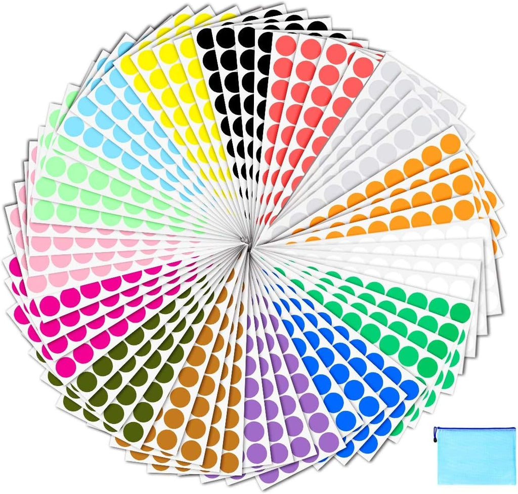 Pack of 2400 3/4" Round Color Coding Circle Dot Sticker Labels