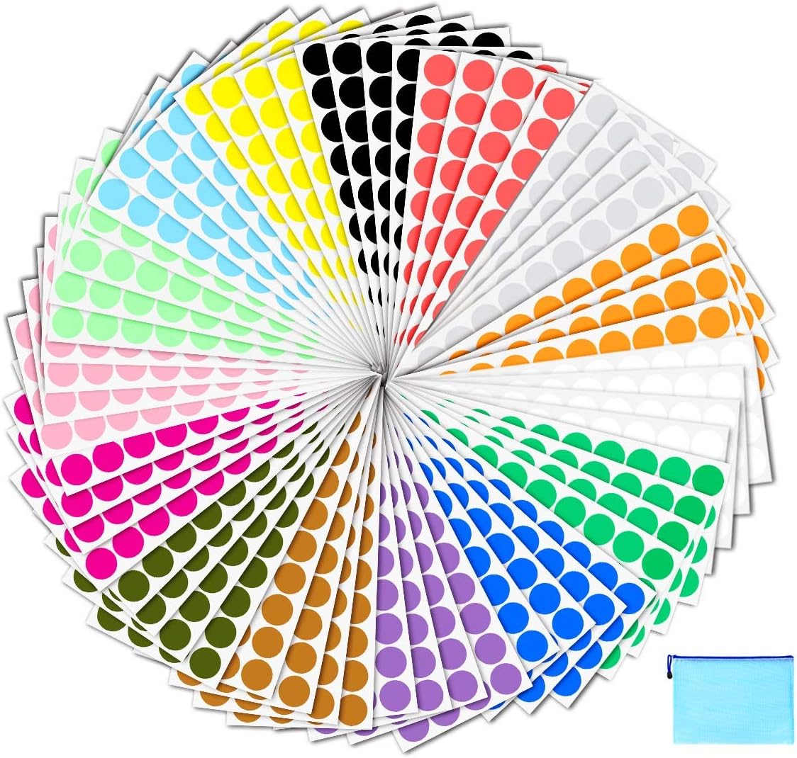 Pack of 2400 3/4" Round Color Coding Circle Dot Sticker Labels