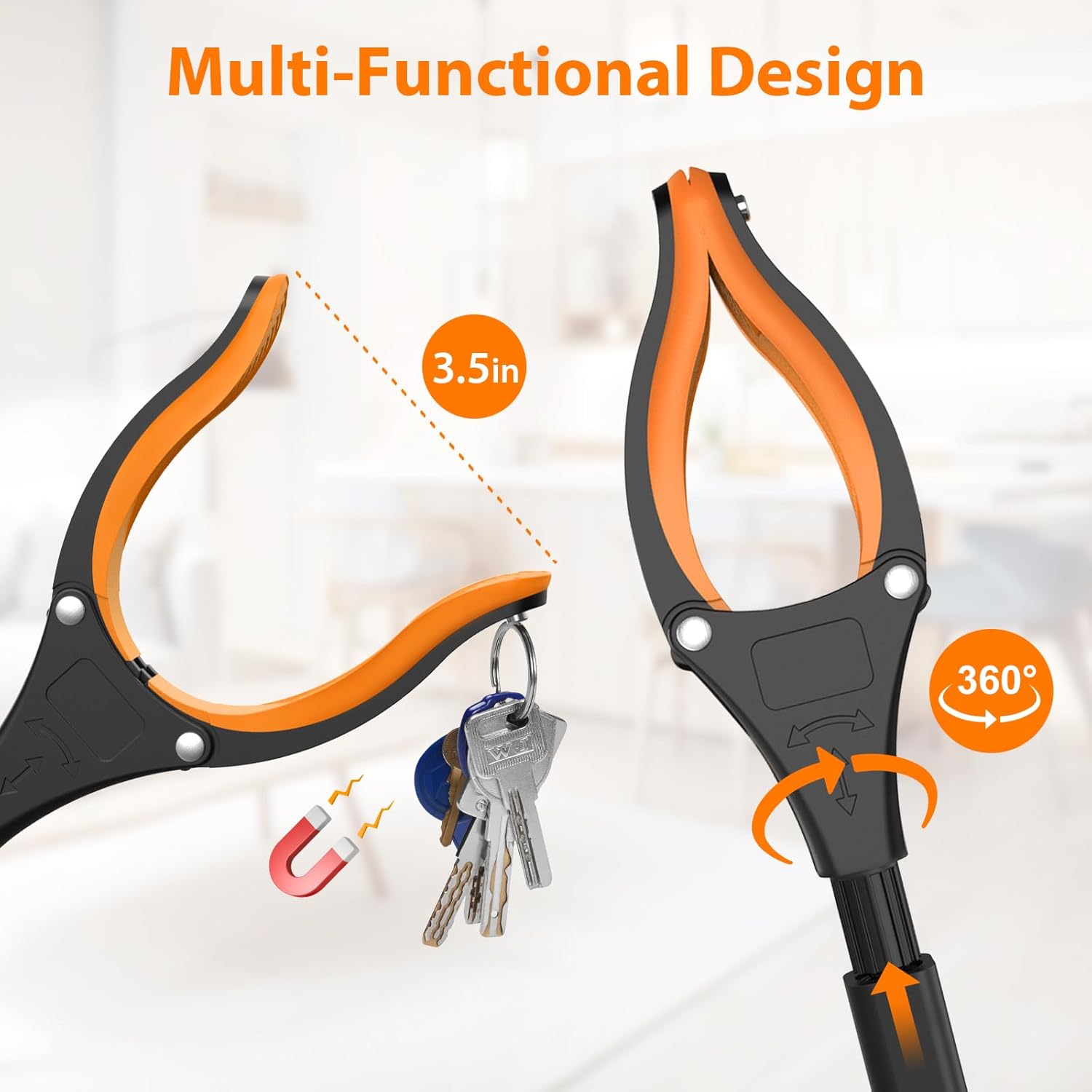 32" Grabber Reacher Tool, 2-Pack Foldable Reacher Grabber Pickup Tool with 360° Rotating Jaw & Magnet, Trash Picker