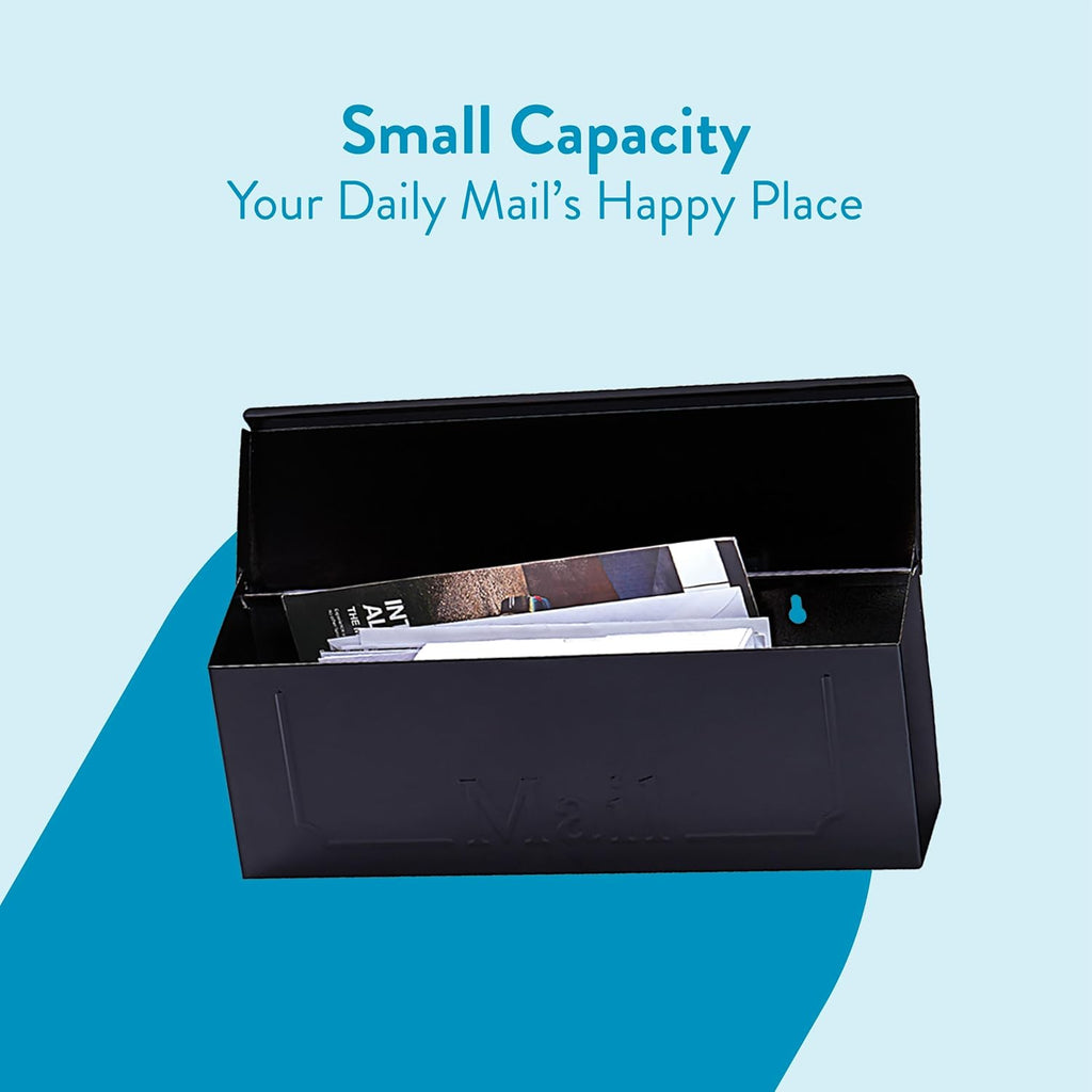 Townhouse Galvanized Steel, Wall-Mount Mailbox, Black Small | Galvanized steel build for outside with