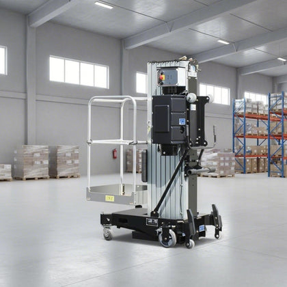 Single Mast Aluminum Alloy Lift 6m–10m Electric Vertical Aerial Work Platform for Indoor Warehouse Facility