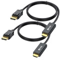4K Displayport to HDMI Cable 6FT 2-Pack, Display Port (DP) to HDMI Adapter 6FT Male to Male Cord Converter for PCs to