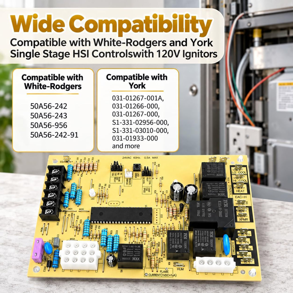 031-01267-001A S1-33103010000 Furnace Control Circuit Board 120V Compatible with White Rodgers 50A56-956 50A56-242 50A56-243,York,Luxaire, Coleman Integrated Control Furnaces