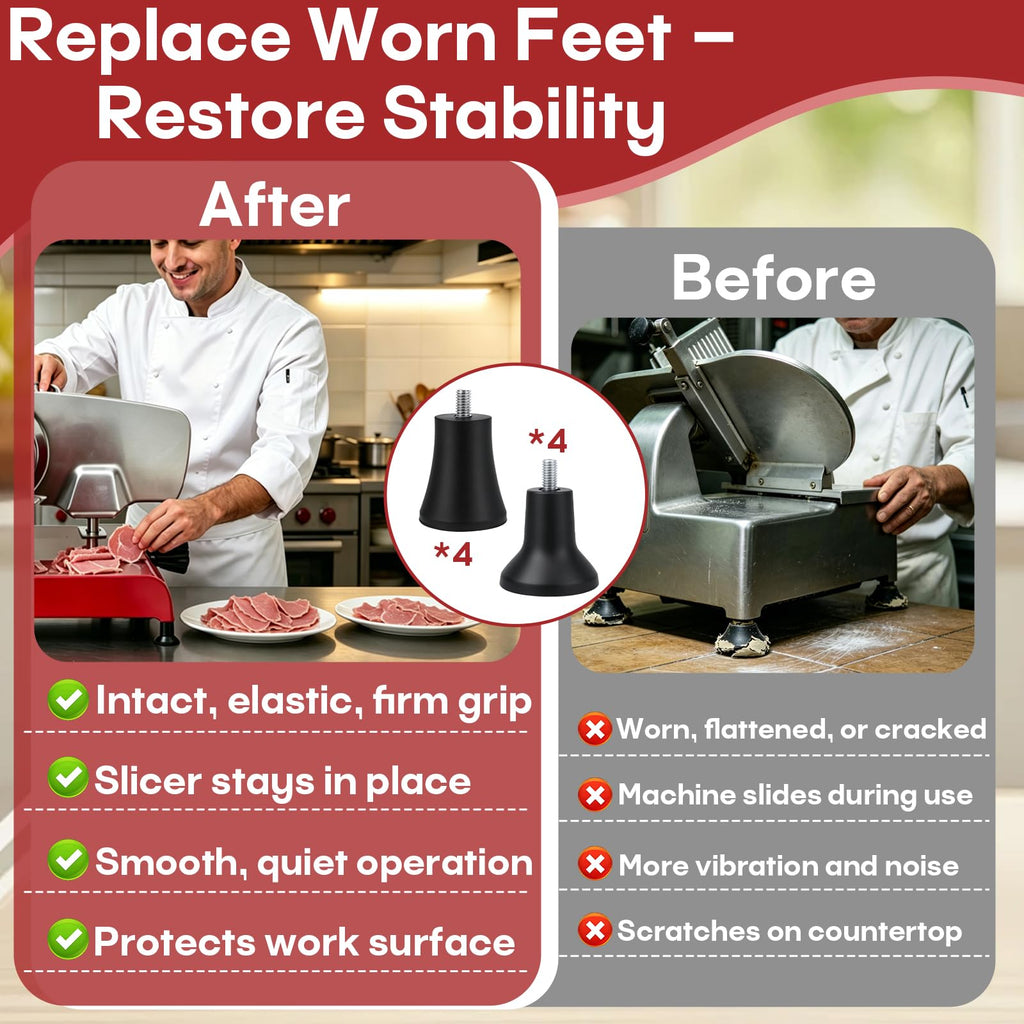 8 Pcs 01-400827-00093 Slicer Feet, 0.3" Thread, Compatible with Berkel