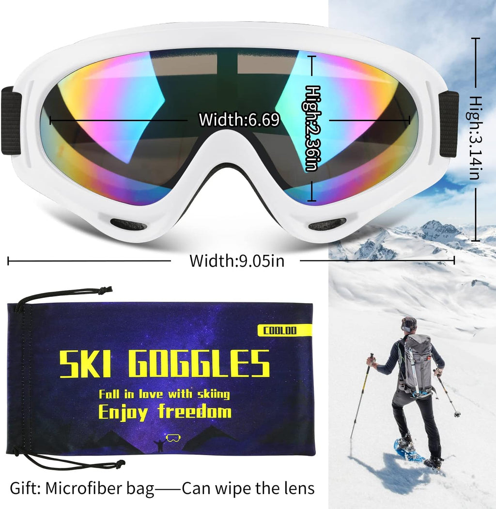 Ski Goggles, 2 Pack Snow Goggles Snowboard Goggles for Men Women Kids | UV Protection Foam Anti-Scratch Dustproof