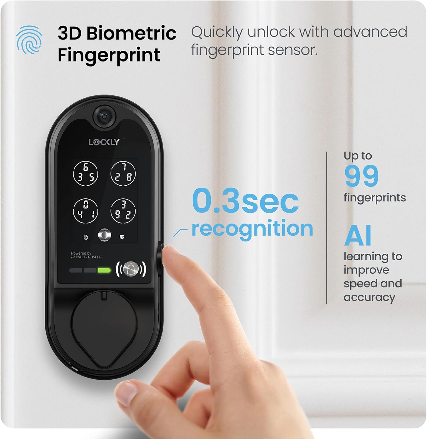Vision Smart Lock with HD Video Doorbell, Fingerprint Door Lock for Front Door, Touchscreen Keypad, App Control, Auto