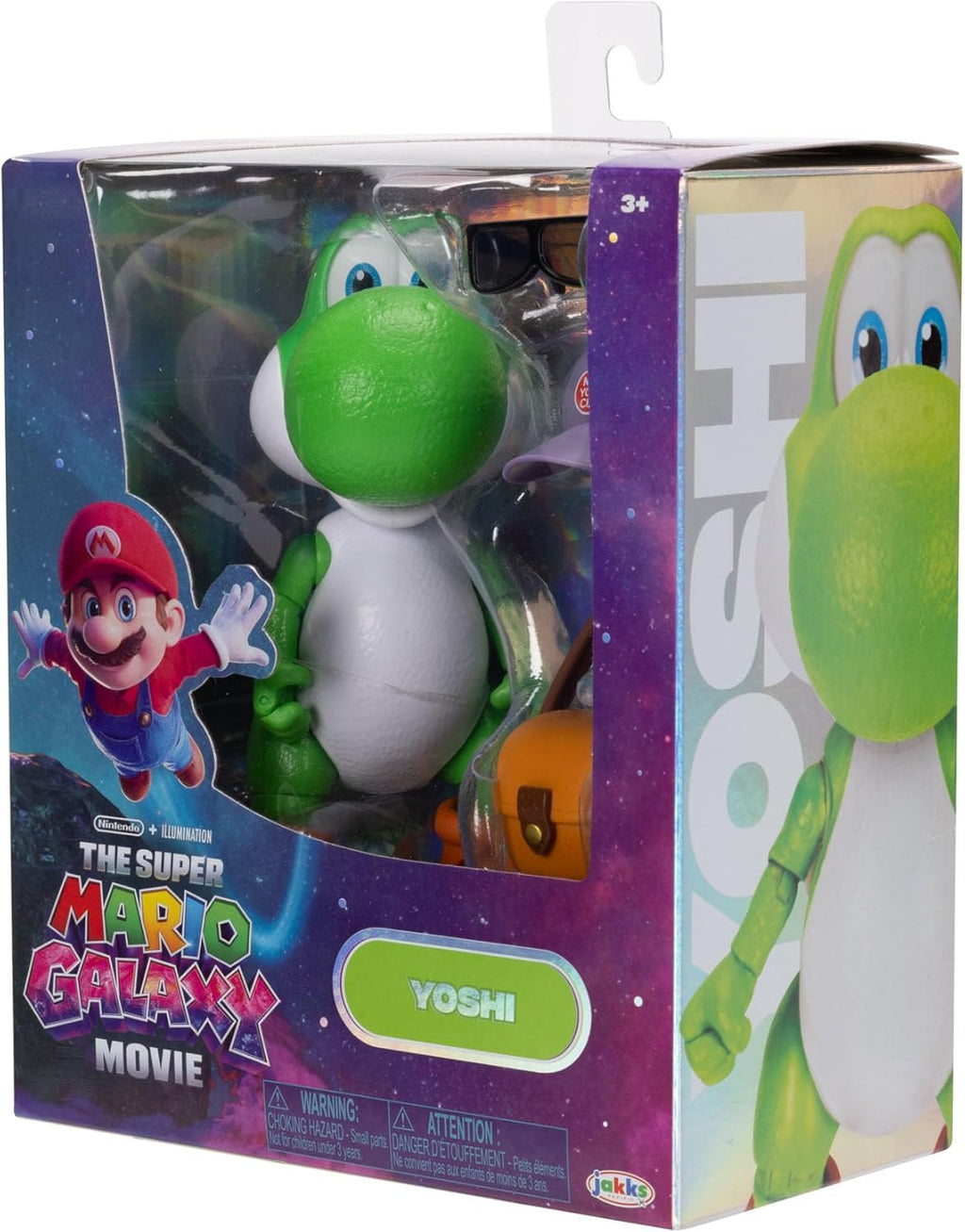 The Super Mario Galaxy Movie 5” Action Figures Series 1 – Yoshi Figure with Hat, Sunglasses, and Satchel Accessories