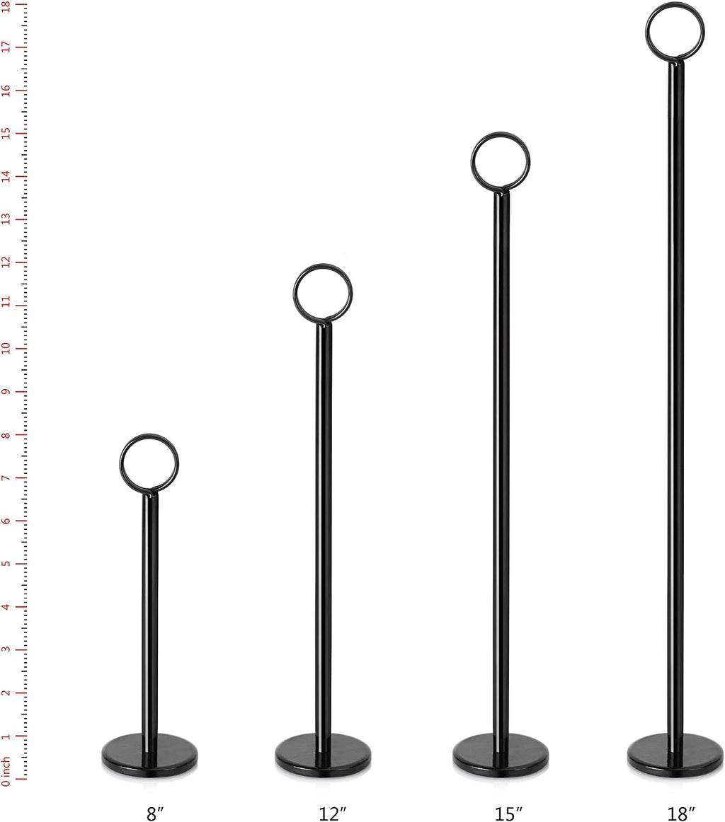 Ring-Clip Table Number Holder / Place Card Stand, 15 Inch, Black Finish, Set of 12