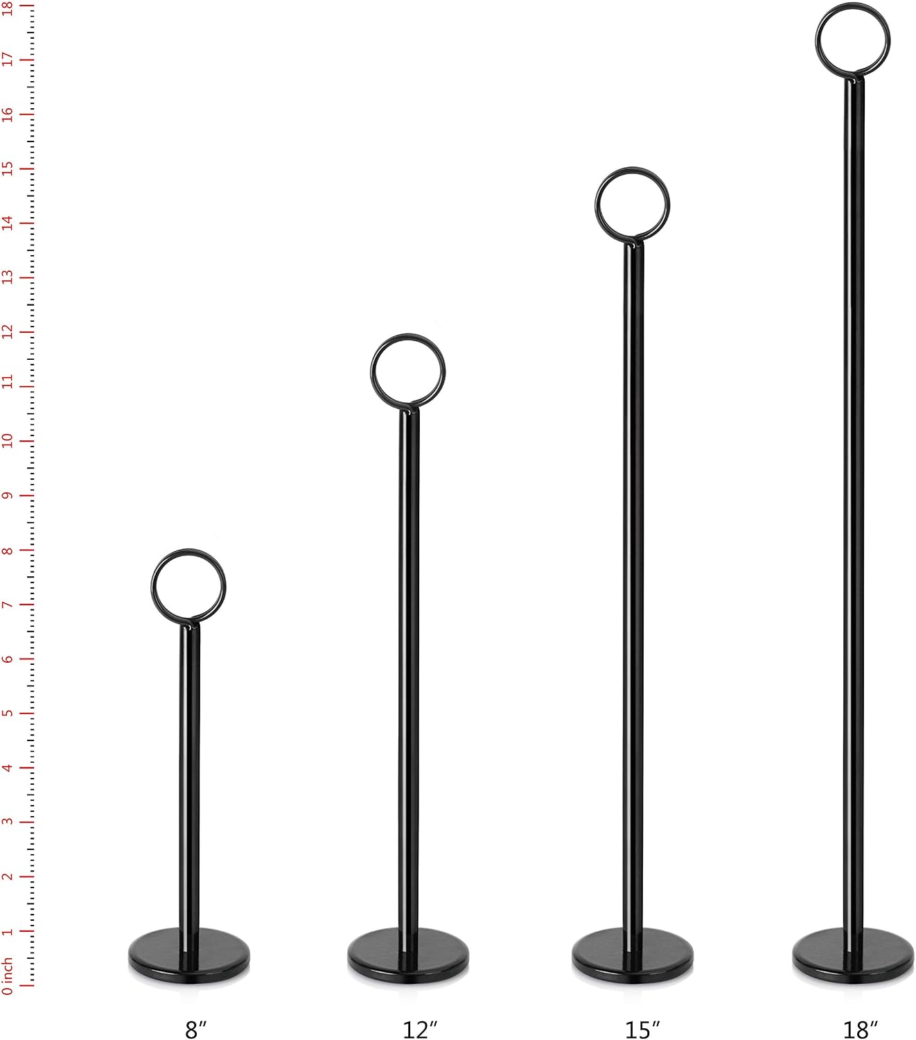 Ring-Clip Table Number Holder / Place Card Stand, 15 Inch, Black Finish, Set of 12