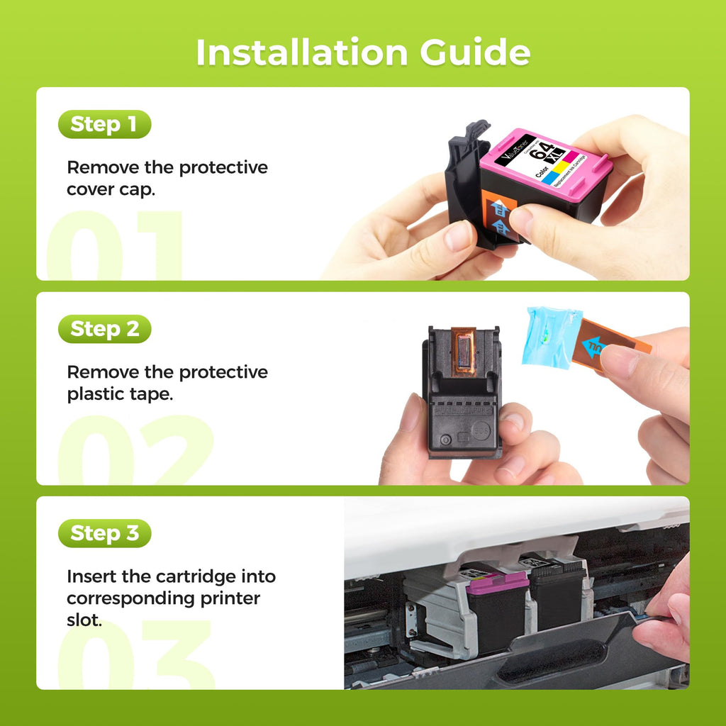 64XL Ink Cartridge HP64 Replacement for HP 64 Color Ink Cartridges 2-Pack
