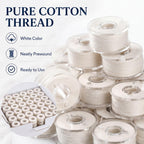 144 Pcs Cotton Prewound Bobbin Thread, Cream White, 40s/2(60wt)