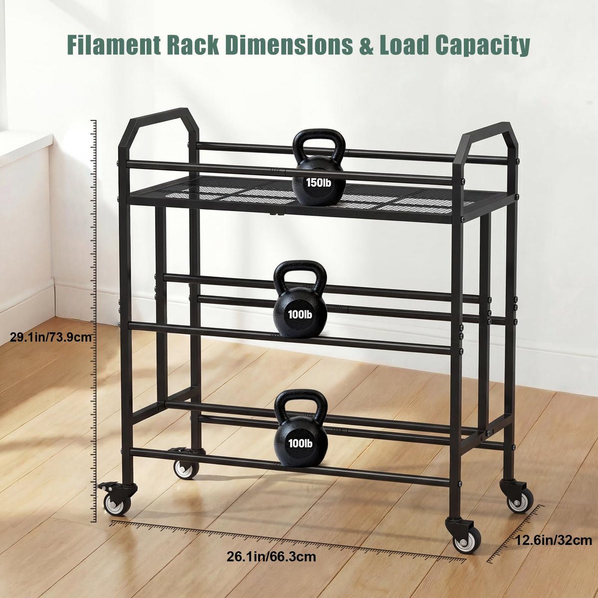 3D Printer Filament Storage Rack Filament Spool Holder with Wheels
