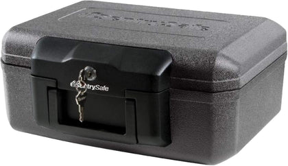 Fireproof Safe with Key Lock, Chest Lock Box for Home or Travel Secures Money, Documents, 0.18 Cubic Feet, 6.1 x 14.3