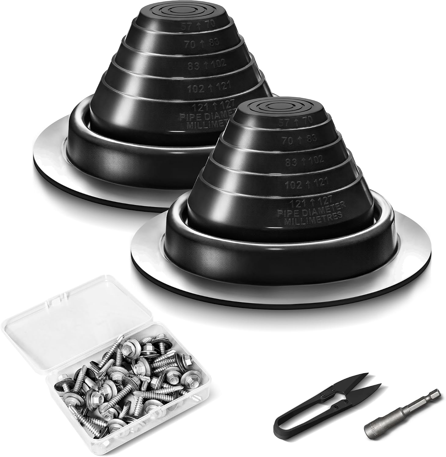 #3 Metal Roof Vents Flashing, Pipe Roofing Boots Kit for OD 1/4"-5", 2 Pcs