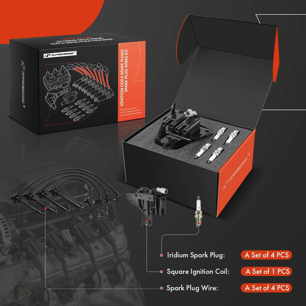 A-Premium 1 Ignition Coils with 4 Wire and 4 Iridium Spark Compatible with