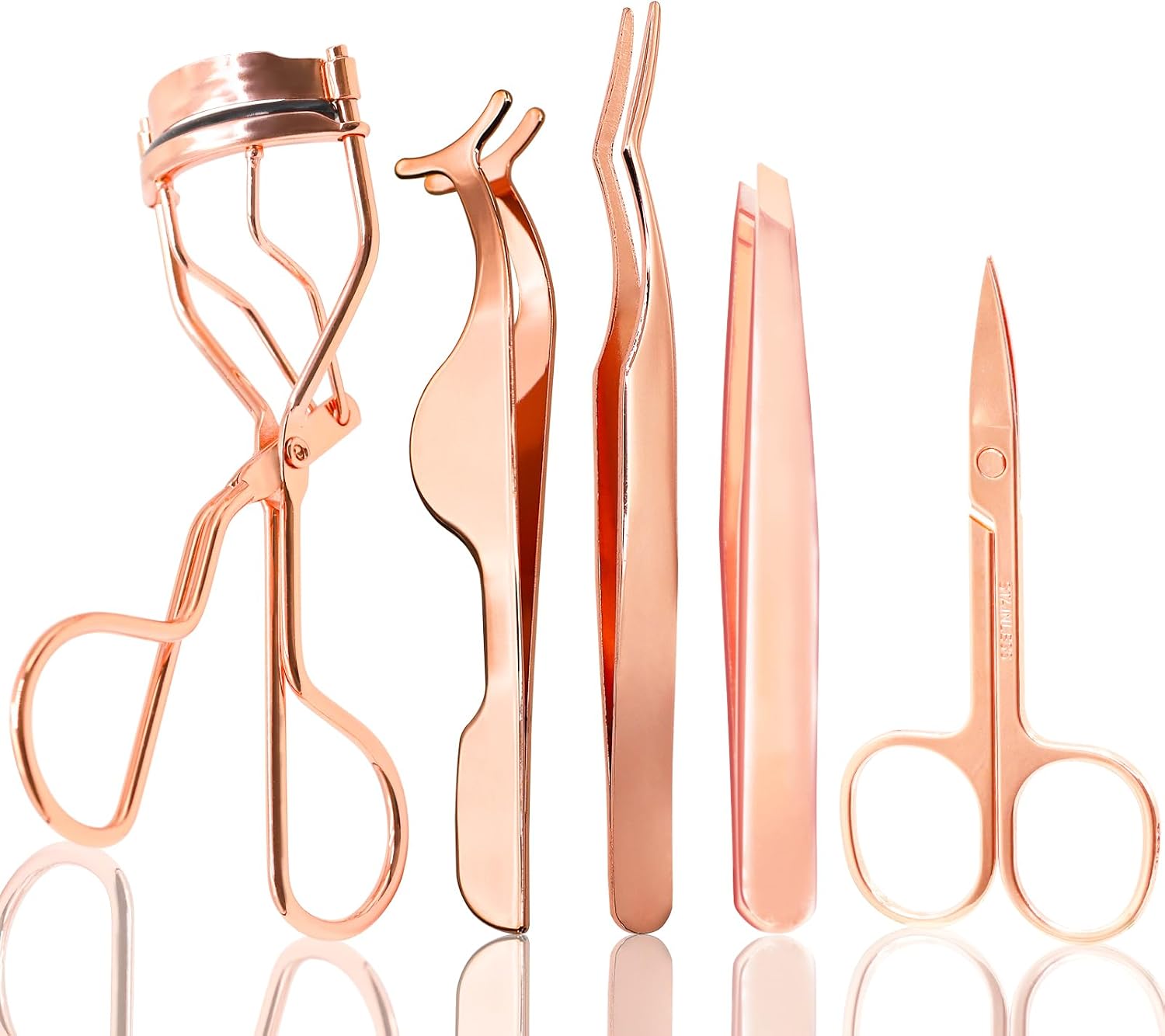 5-in-1 Lash Applicator Tool Kit, Lash Tweezers Set | Eyelash Applicator, Tweezers, Curler and Scissors for Easy False