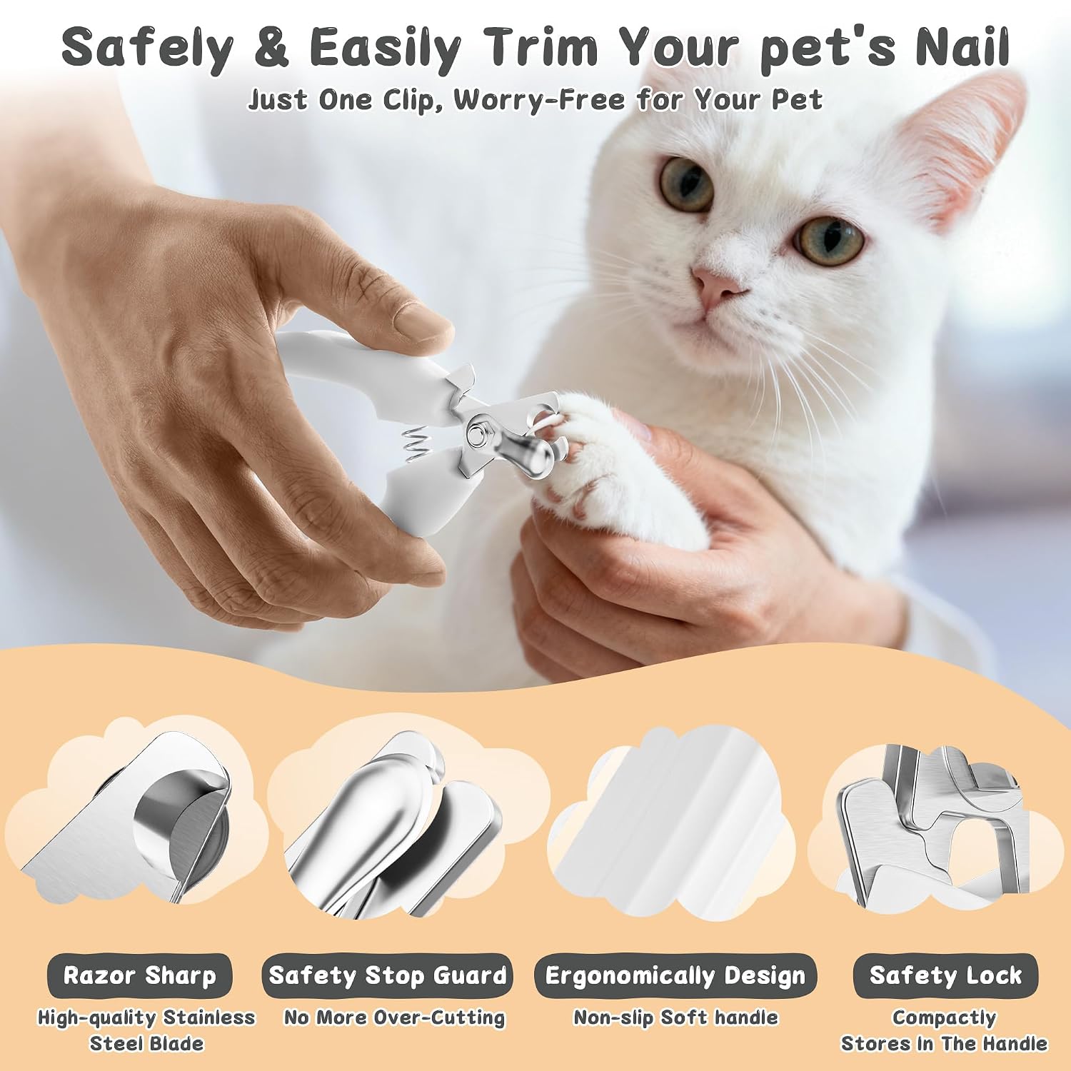 3-Piece Dogs & Cats brush for shedding - Self Cleaning Slicker Brush, Dematting Comb & Nail Clipper - Professional