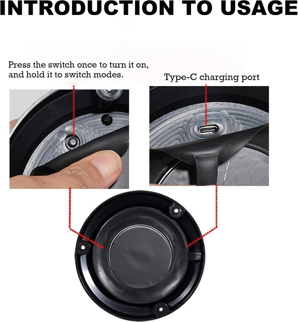 Amber Solar LED Strobe Warning Beacon Light, USB Rechargeable, | Magnetic & Suction Cup Mount, Flashing and Rotating