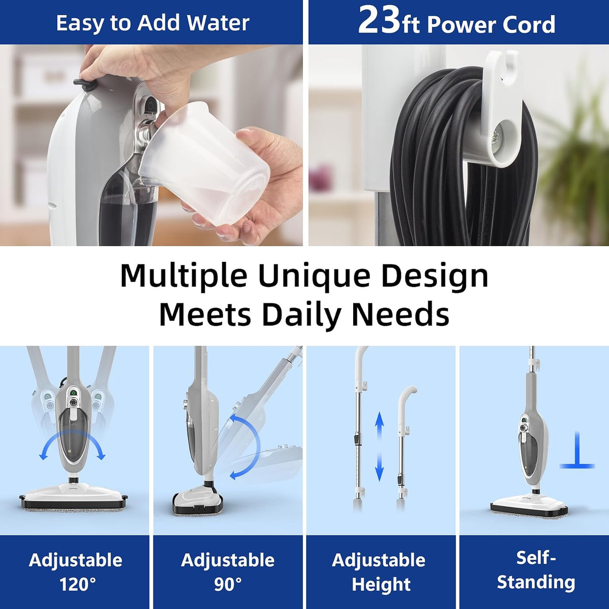 Steam Mop - 10-in-1 MultiPurpose Handheld Steam Cleaner Detachable Floor Steamer for Hardwood/Tile/Laminate Floors