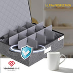 Cup and Mug Storage Box 2 Pack with Hard Shell and Dividers for Coffee Mugs,Tea Cups and Glasses,Stackable Storage