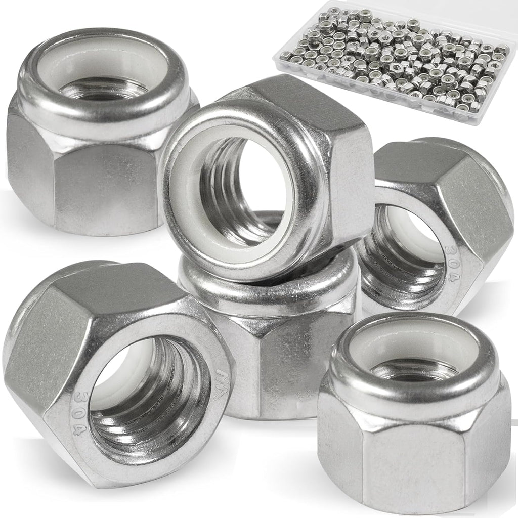 #10-32 Lock Nut, 150Pcs Stainless Steel Nylock Insert Locking Nuts