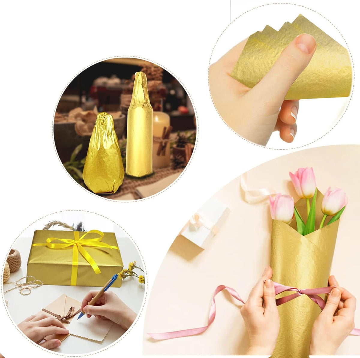 120 Sheet Gold Tissue Paper HMUIKFRY 20x12 Inch Wrapping Paper