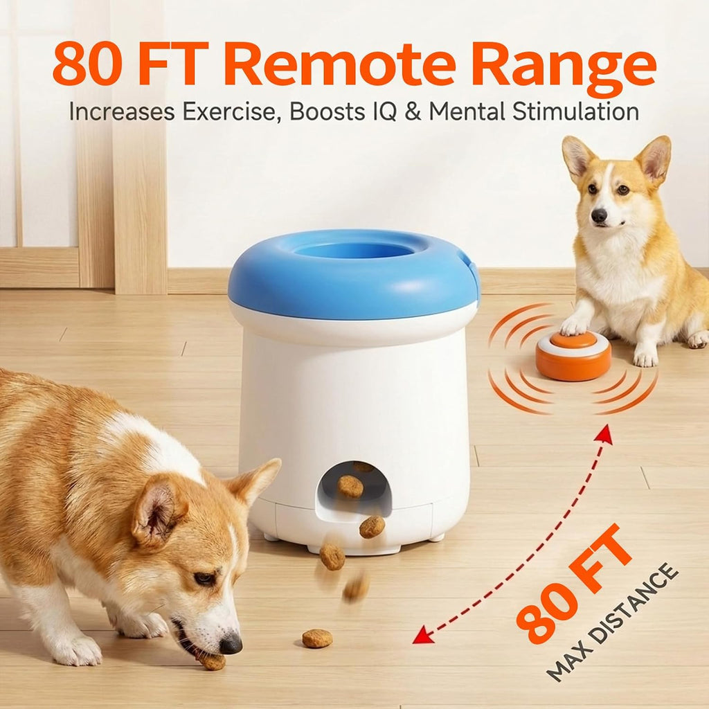 Automatic Dog Treat Dispenser, Button-Activated Interactive Dog Toy