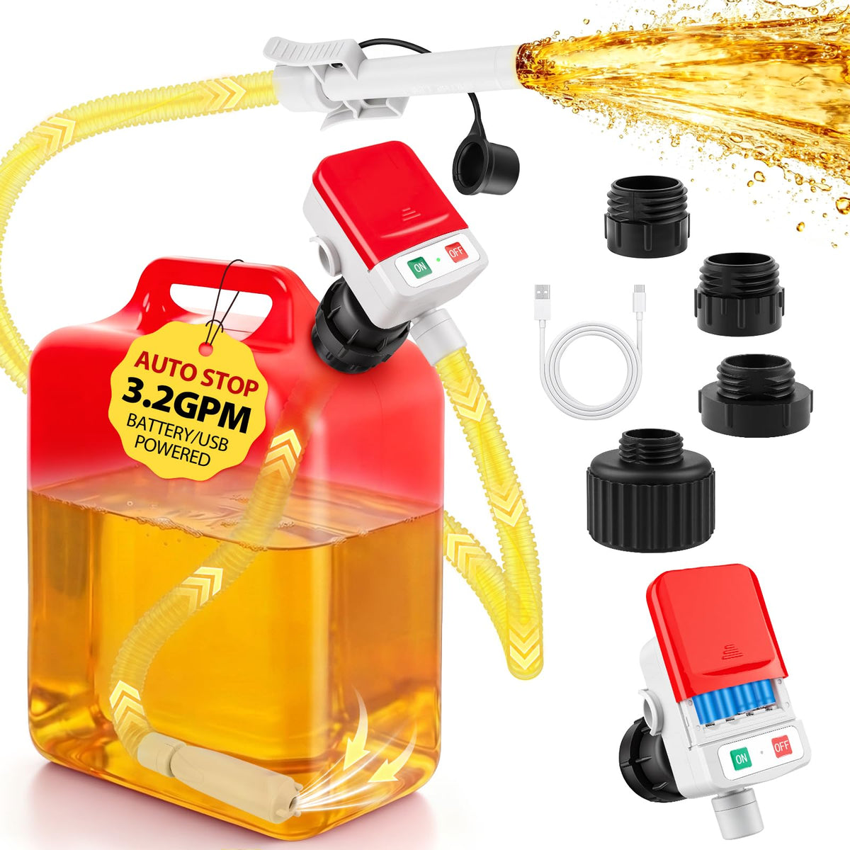 Aikyciu Automatic Fuel Transfer Pump with Auto-Stop Sensor 3.2 GPM