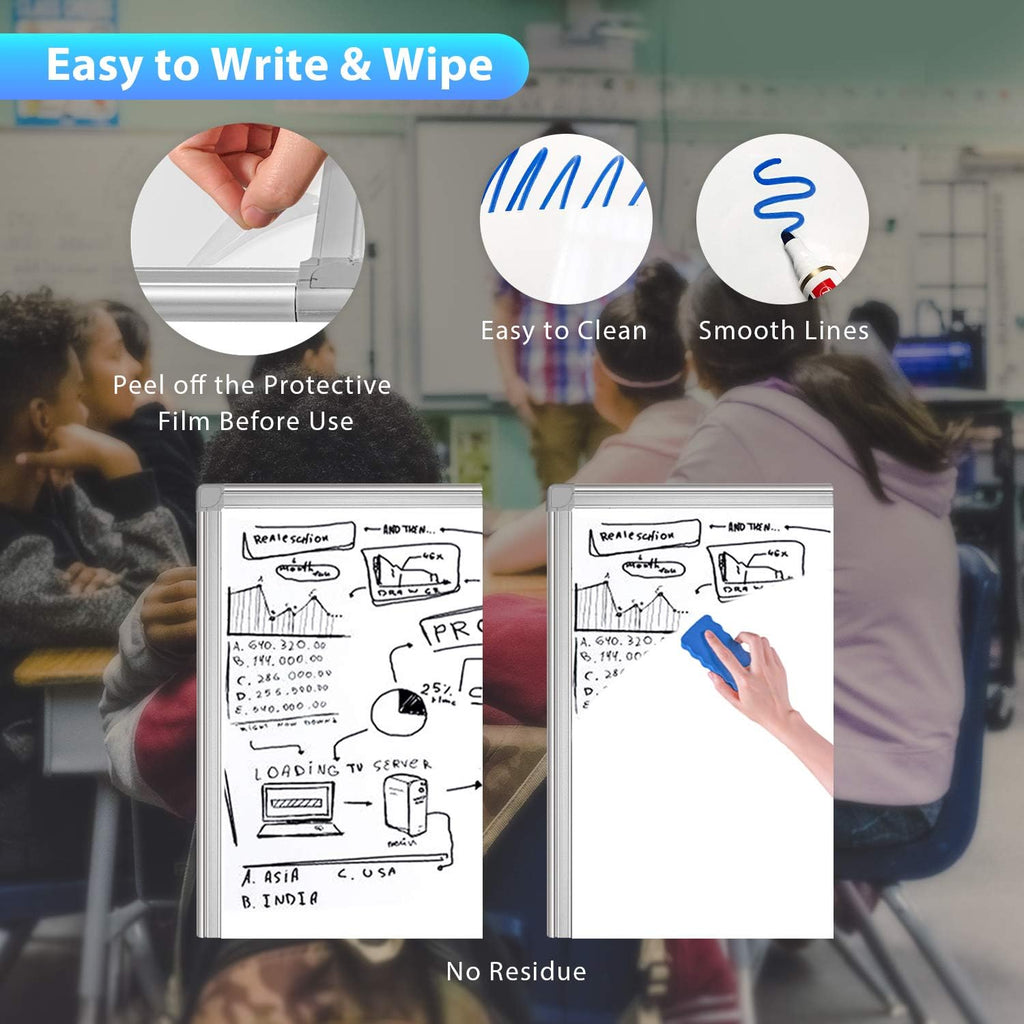 Mobile Whiteboard 40 x 28 in, Magnetic Dry Erase Easel | Portable Easel Board With Stand, Flipchart Hooks, Magnetic