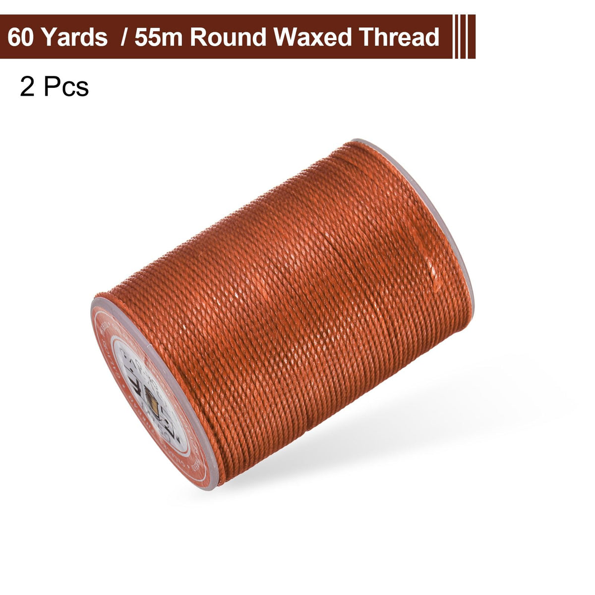 Round Leather Sewing Waxed Thread Polyester Wax String, Burnt Orange