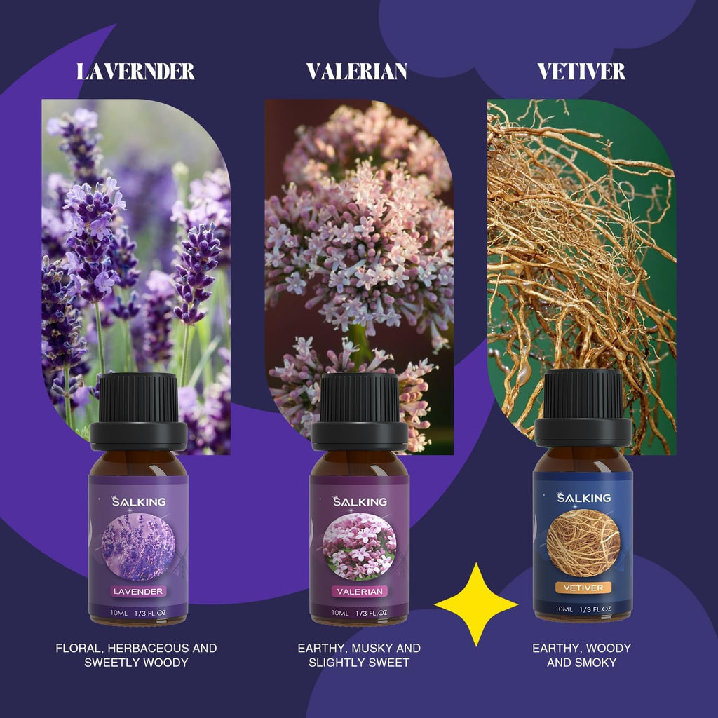 Sleep Essential Oils Set, Pure and Natural Essential Oils, Fragrance Oil Scented Oils for Oil Diffusers 6 x 10 ML