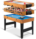 48 Inch Multi Game Table, 3-in-1 Adult Size Foosball, Pool Table, Slide Hockey Table, Combo Table Set w/Billiard
