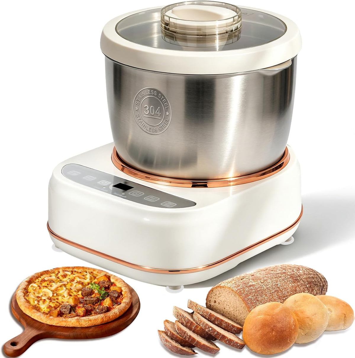 5.3QT Electric Dough Mixer with Ferment Function, Large Capacity Dough Maker Machine, 304 Stainless Steel