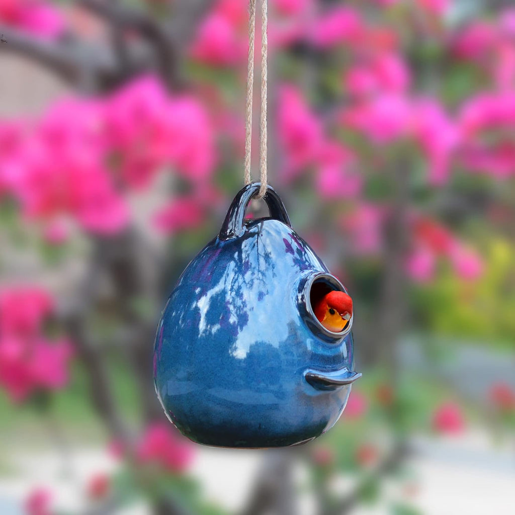 Birdhouse Ceramic Hanging Birdhouses Bird Hut Hanging Outdoor Birdhouse for Wild Birds, Finch, Cardinal, and Bluebird