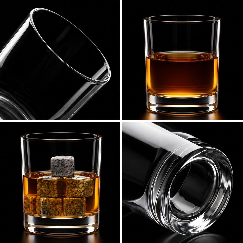 Whiskey Glasses Set of 6, Clear 12oz Old Fashioned Glass