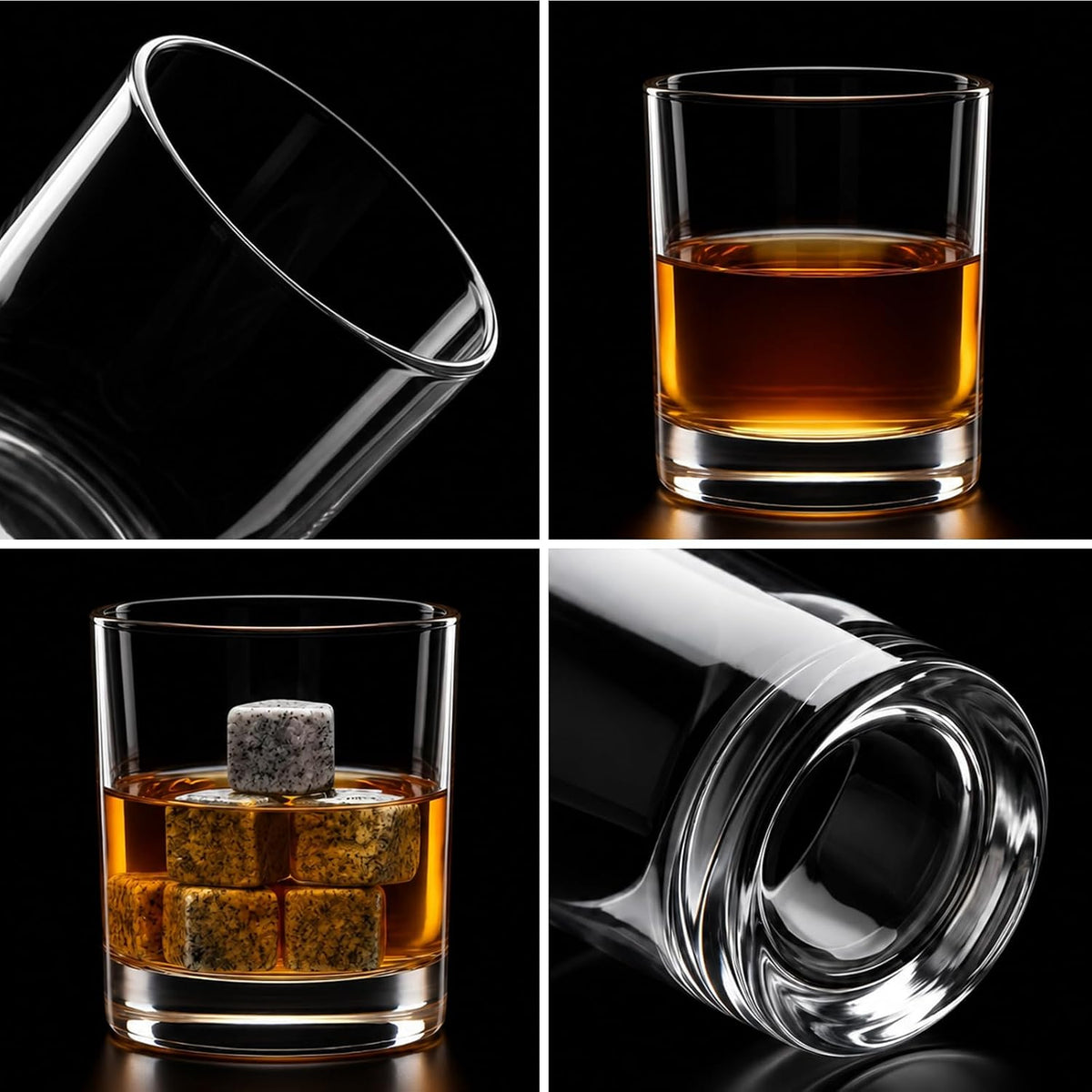 Whiskey Glasses Set of 6, Clear 12oz Old Fashioned Glass