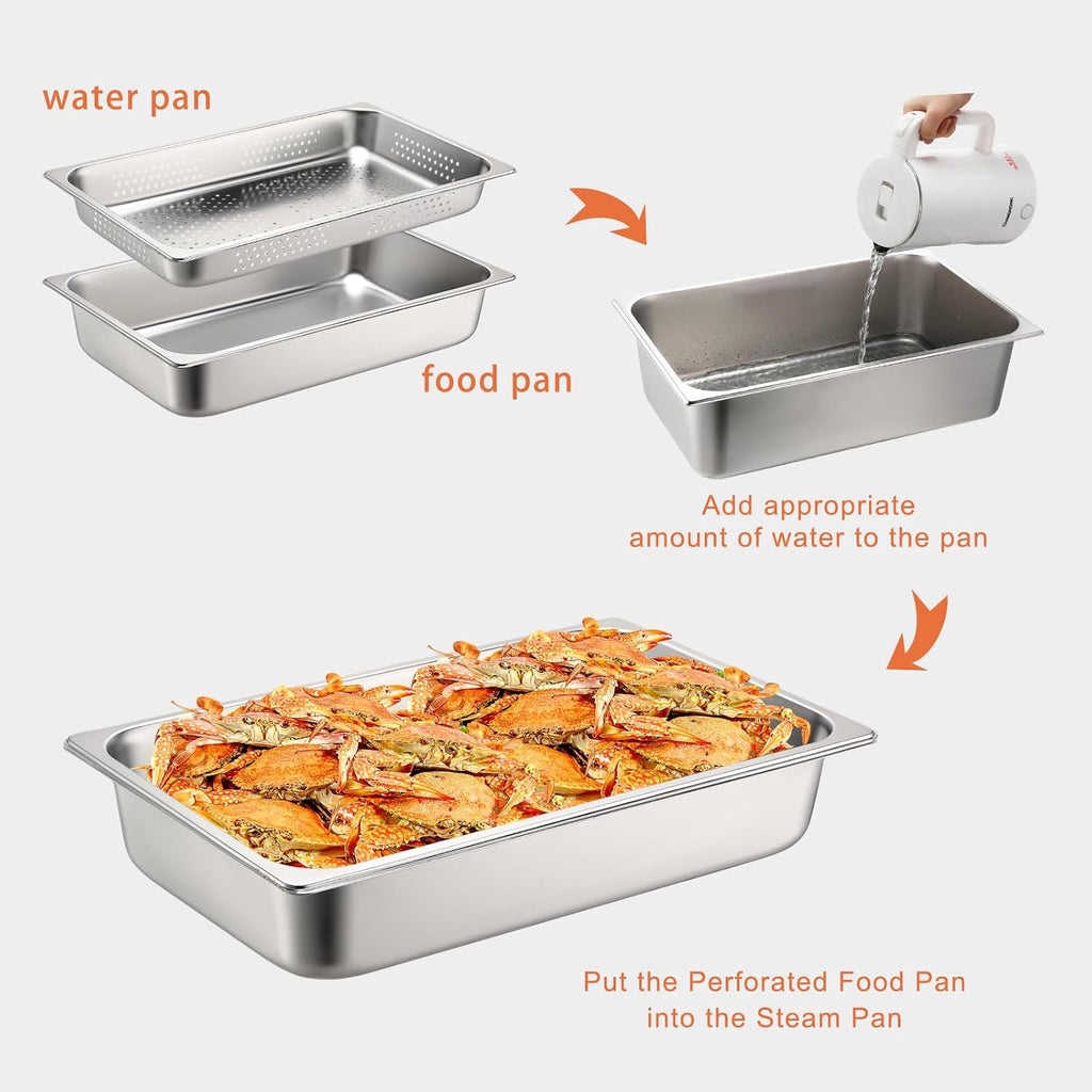 2 Pack Perforated Hotel Pans Set, Half Size, 2.5 Inches, 4 Inches