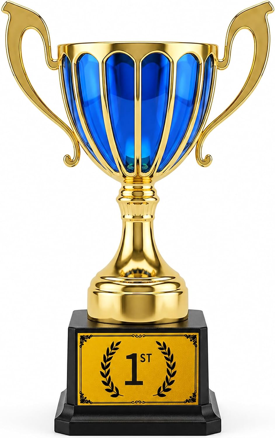 1st Place Trophy Award, Plastic Trophy Cup with Gold Finish, Fixed 1st Sticker, Red or Blue Winner Trophy, 8.46 Inch