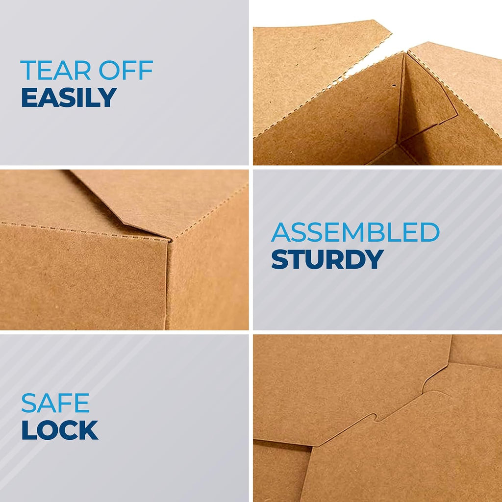Paper To Go Boxes for Food [50 Pack - 30 Oz], Cardboard Take Out Food Containers Boxes | Kraft Fold Takeout Small