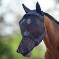 CareMaster Horse Fly Mask Large Eye Space Long Nose with Ears Full Face Black Large Full Size