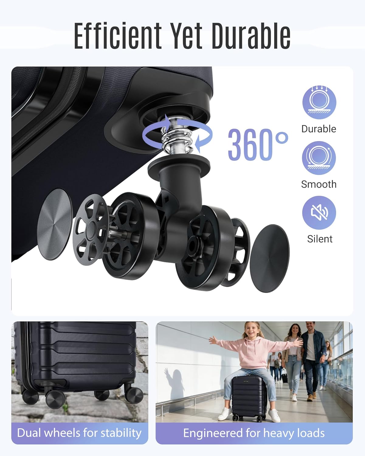 Carry On Luggage 22x14x9 Airline Approved, Expandable Carry On Suitcases with Wheels, Lightweight Luggage, Durable